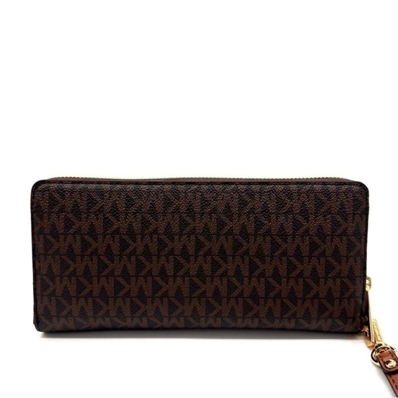 Michael Kors Large Continental Wallet Wristlet Leather Brown - Picture 7 of 8